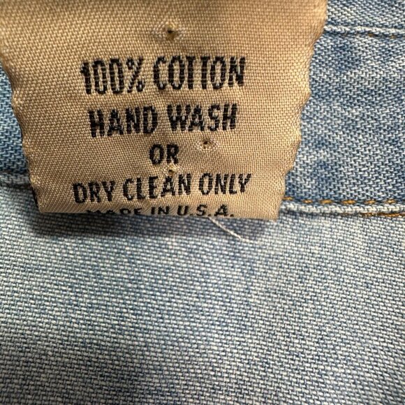 Vintage SAP Man Denim and Suede Button Up Long Sleeve Mens Shirt-Sz Large - Picture 12 of 12